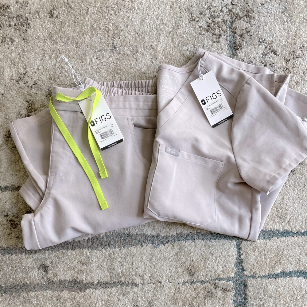 Figs Slate Set Catarina Top XXS & Yola pants XS petite